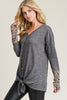 Falls Favorite Leopard thumb hole top ( Grey)