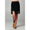 Black Distressed Fringed Skirt