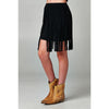 Black Distressed Fringed Skirt